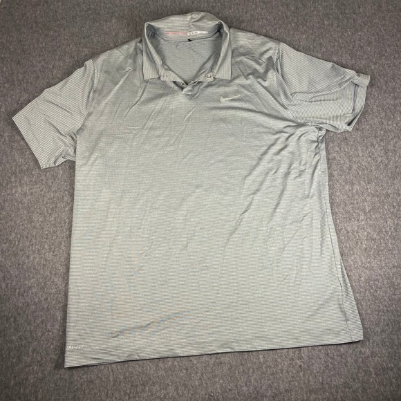 Nike Dri-FIT XXL Gray Striped Golf Polo Shirt Men's Collection T-Shirt - Picture 1 of 11